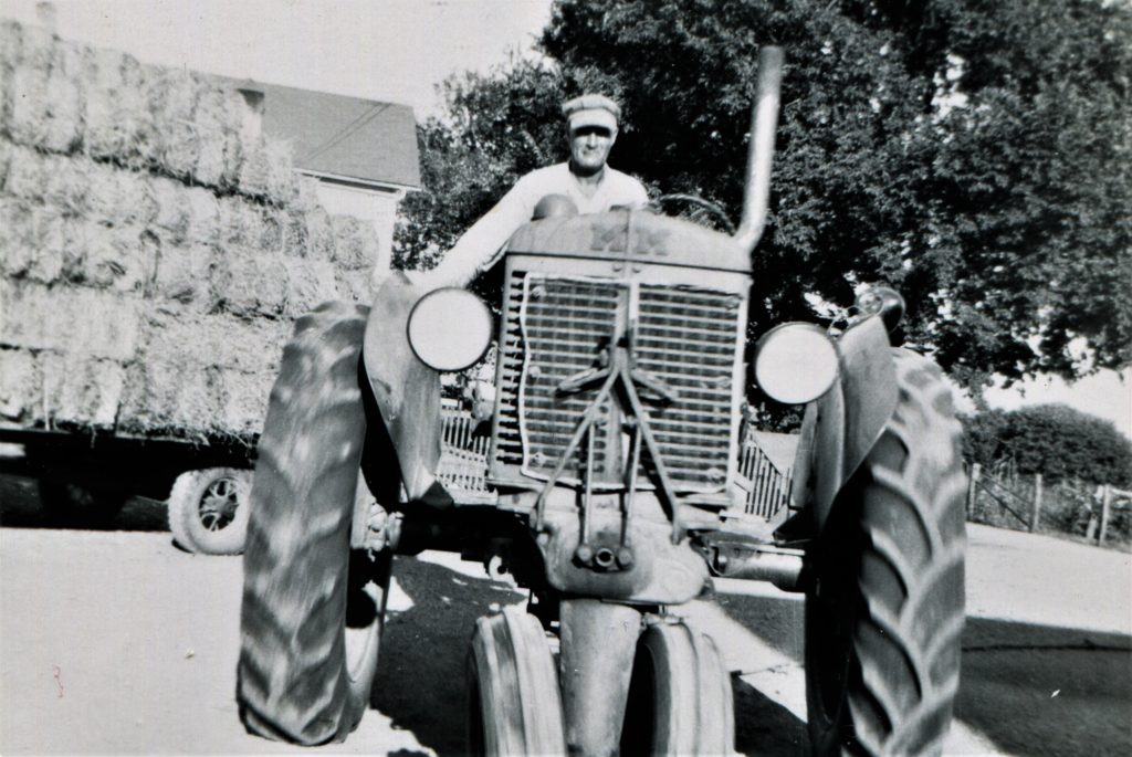 Conrad Kiefner tools around on his Minneapolis Moline ZA tractor on the farm along what possibly was known then as Reardon Road, now called Houbolt Road. Conrad was the father of Robert, who was the father of John Kiefner. The farm lost a couple acres in the 1960s when Interstate 80 was built. With the highway being only about 150 feet from the house, all remnants of it were destroyed when the Houbolt road interchange was built in 1991.