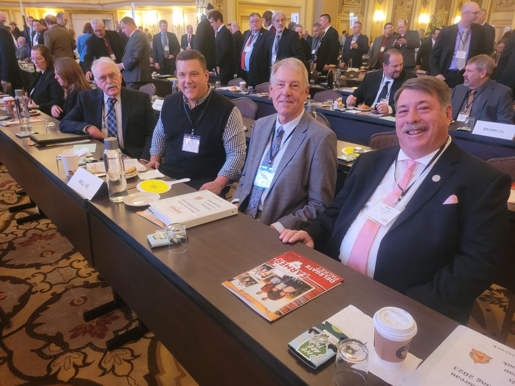 Delegates for the Will County Farm Bureau during the Illinois Farm Bureau’s annual meeting, were, from left, Pat McDonald, Brad Metzger, Rick Johnson and Steve Warrick Sr.