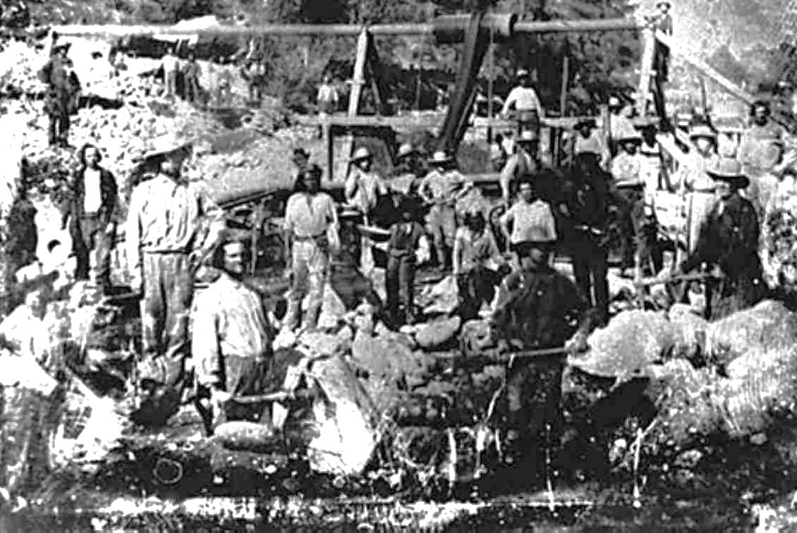 After gold was discovered at Sutter's Mill in California in 1848, mining camps such as this were common throughout that area, and men from Will County were among those seeking fortunes.