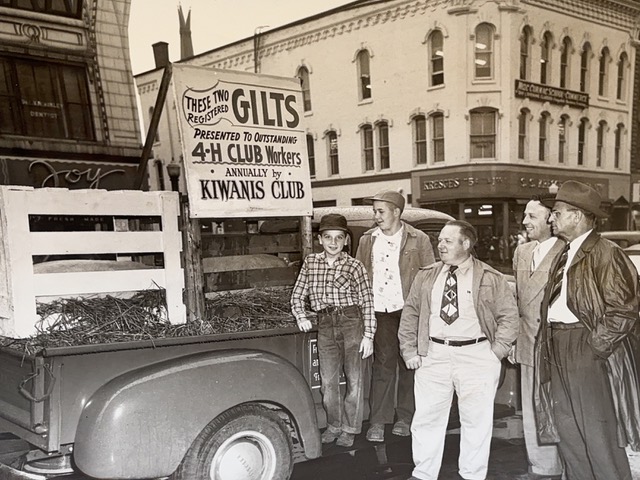 Karen (Archibald) Parks shares this photo of her Dad, George, the little guy on the left, getting an award from 4-H sometime in the early to mid-'40s. Posing with him are Wesley and Walter Haas of New Lenox, and Fred Schmednecht. She also says he just passed this February, and they found some nice photos when going through his belongings. Thanks for sharing, Karen.