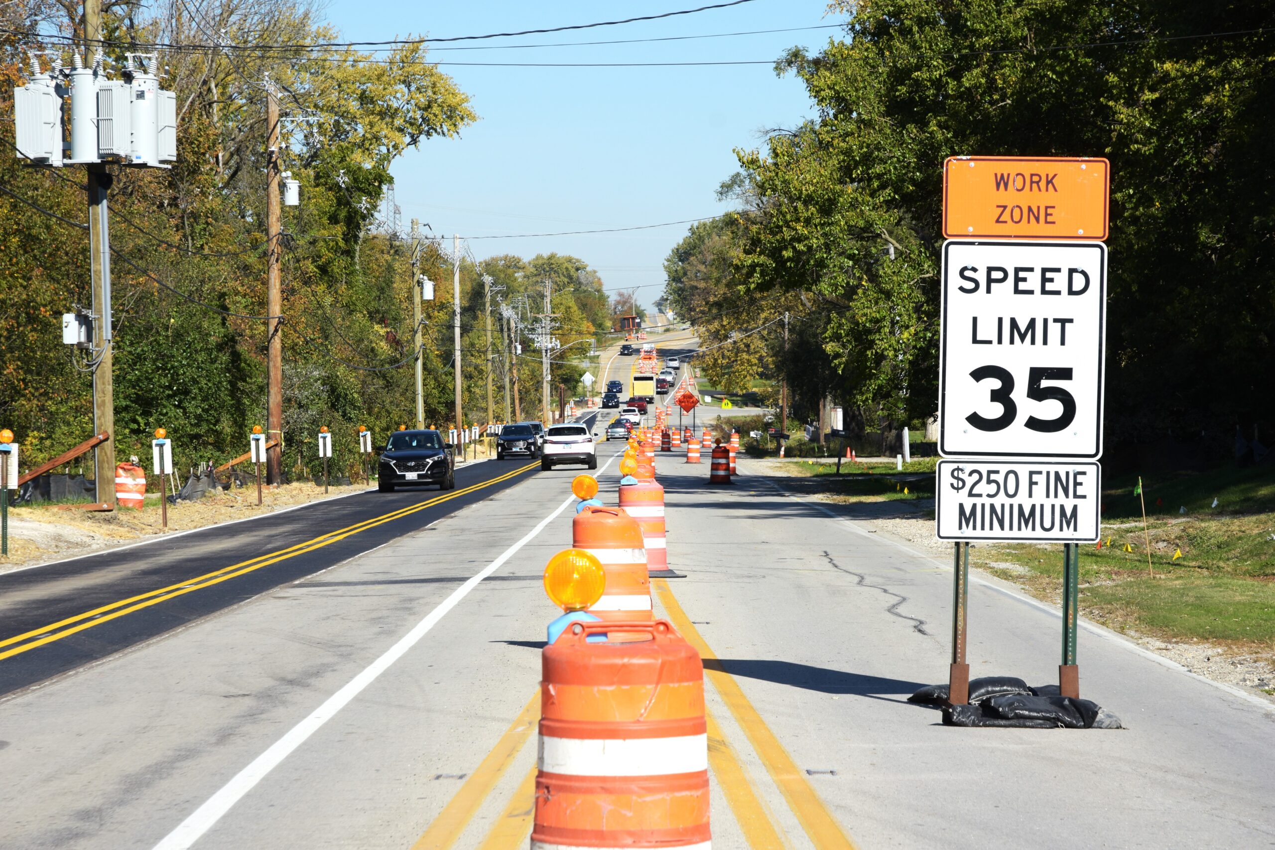 Signage informs drivers of a work zone speed limit along a 2024 construction project by the Will County Division of Transportation. The county has released the construction and maintenance schedule for 2025.