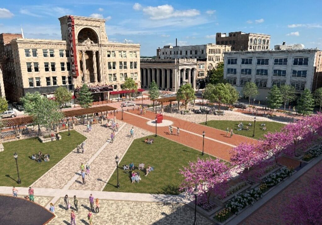 The major project for Downtown Joliet is the City Square plan, to develop the area across from the Rialto into a parkway for concerts and other events.