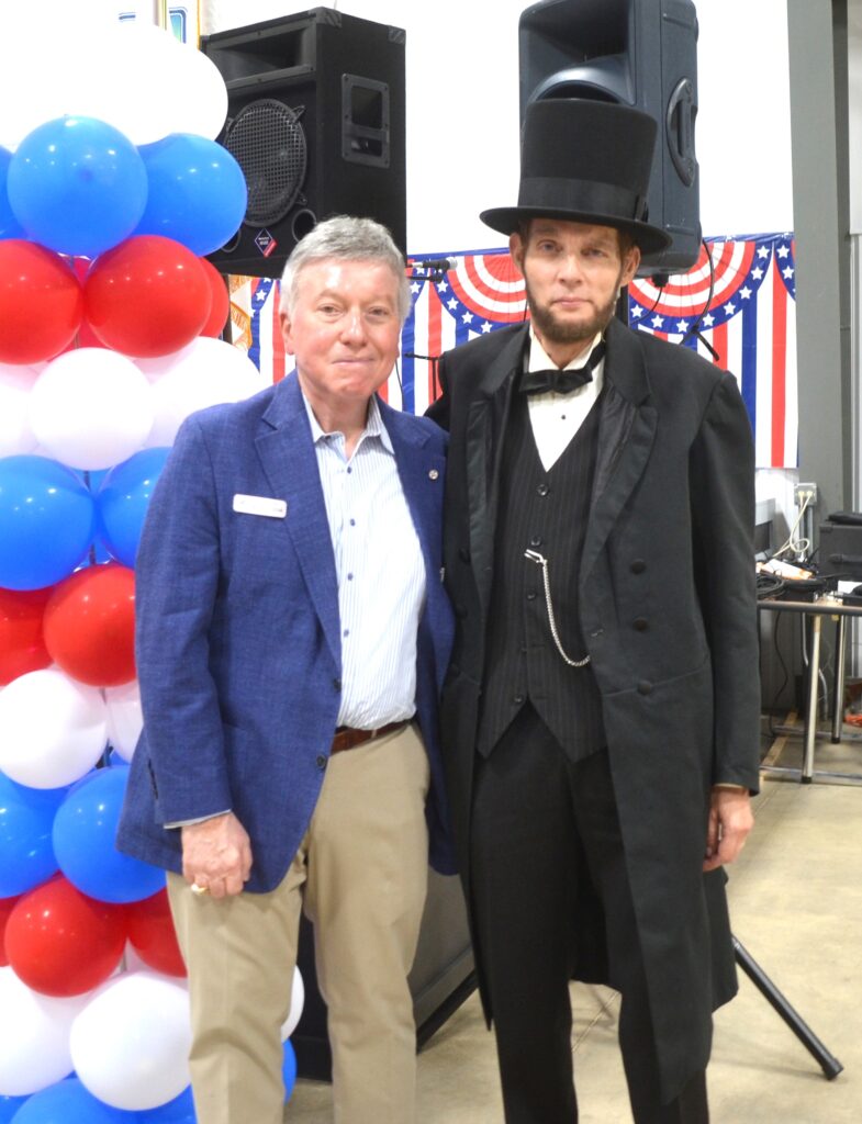 Abe Lincoln took a break to stop by the dedication of Crete Township's new Community Center and congratulate Crete Township Supervisor on that the township's 175th anniversary.(Photo by Karen Haave)