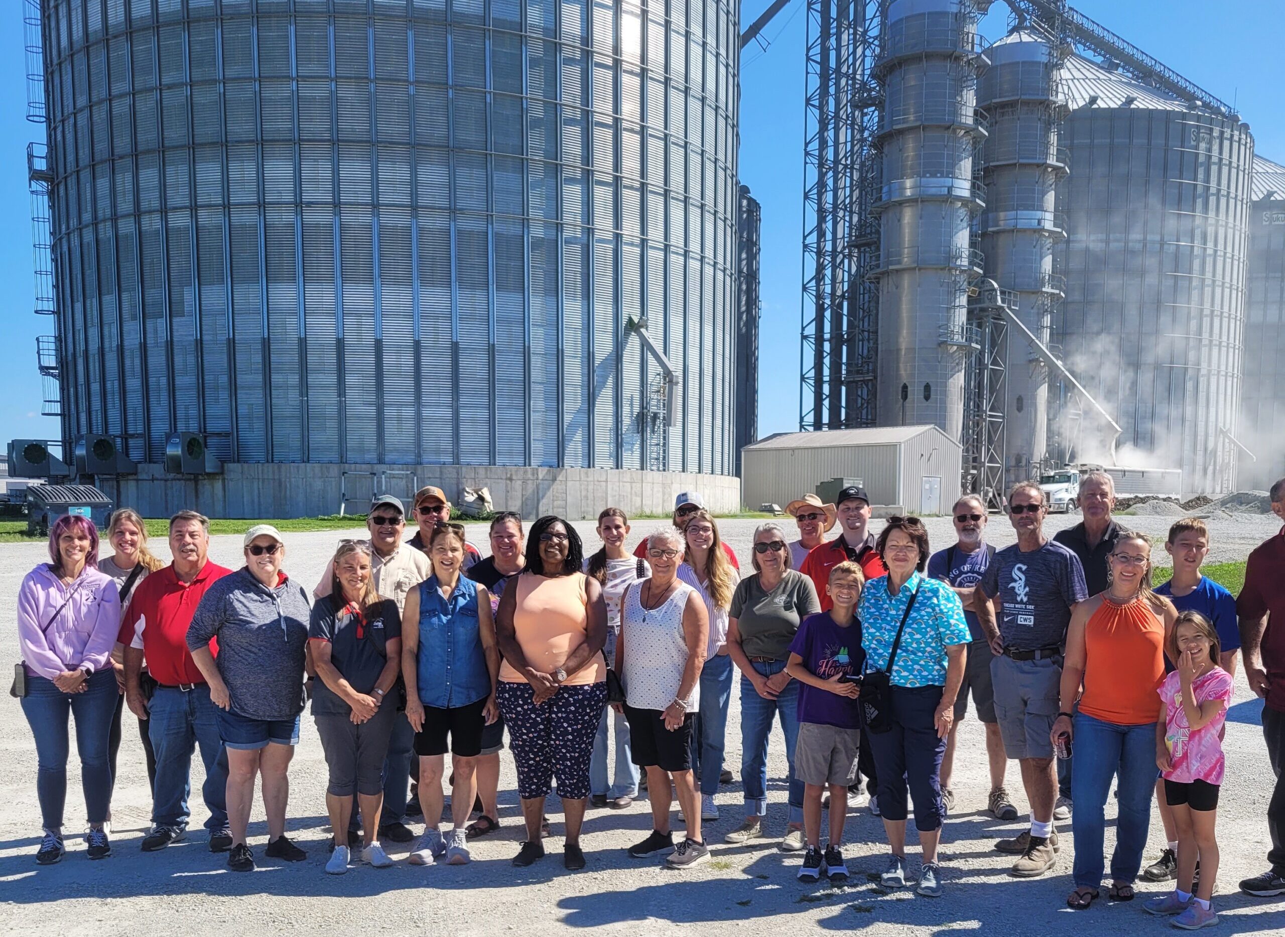 The group poses for a picture at Prairie Creek Grain Peotone off Route 45.