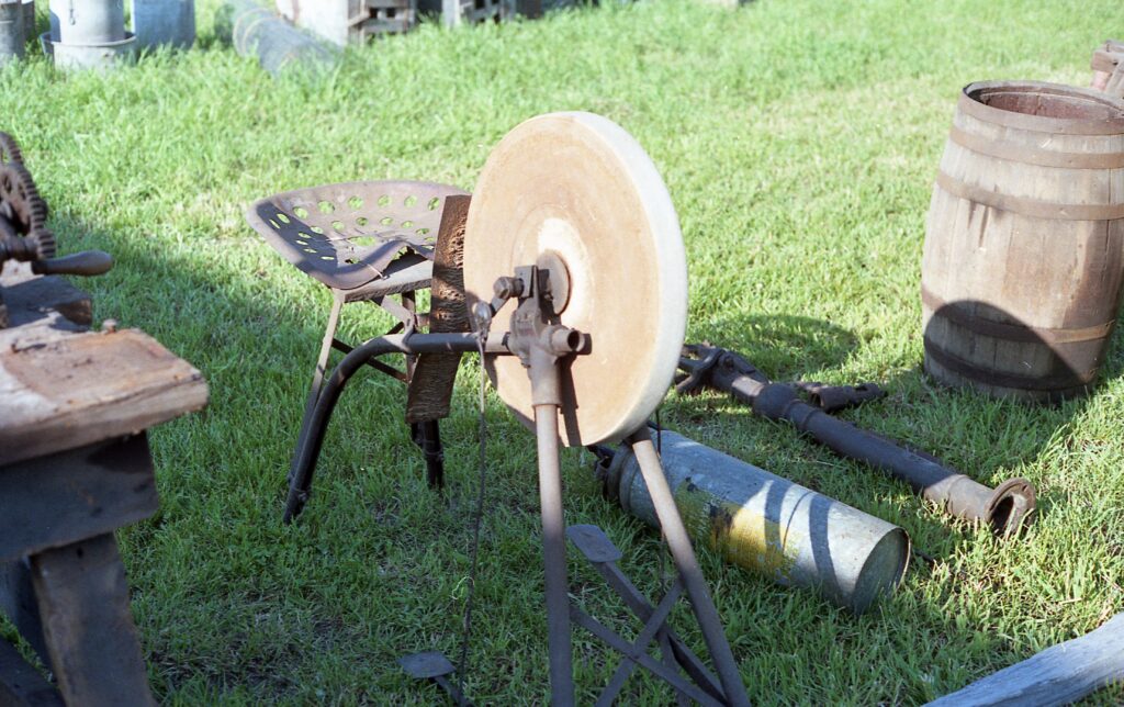 Keep your nose away! Who can still use one of these? Most farmers were also blacksmiths out of necessity. This one belonged to Gus Haemker in Crete -- a long time ago! Thanks to the Crete Historical Society for sharing! Get your old farm pix in! We're just about out!