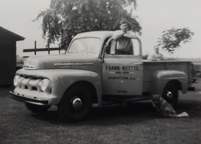 jimkesteltruck The Kestels share this photo of Frank Kestel, with Anthony in the back and the pup on the running board on the Manhattan farm in August 1951,
