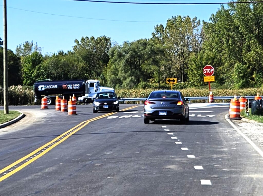 The reconfigured former T-intersection at Knapp and Weber roads in Crest Hill not only has a dedicated left-turn lane from southbound Weber onto Knapp, but specific lanes for left and right turns onto Weber.