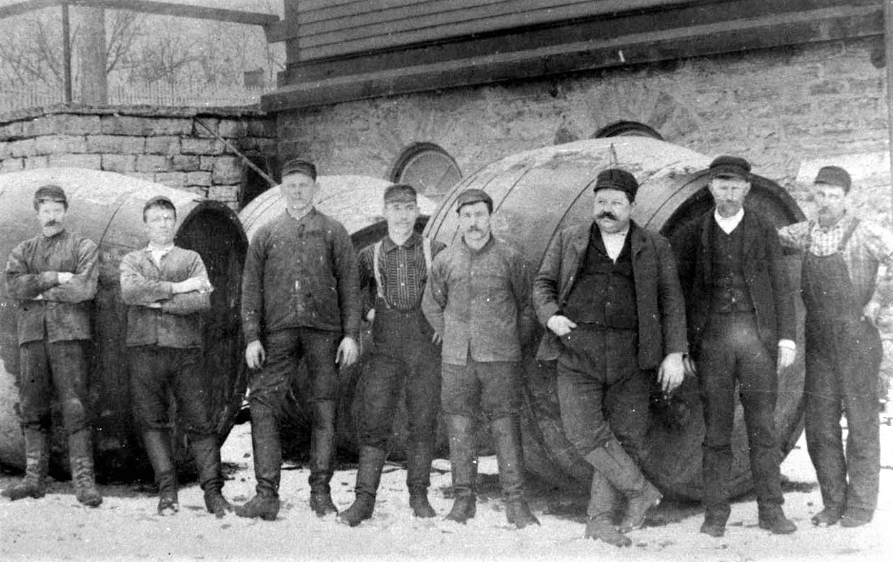 Employees at the Markert Brewery in Wilmington Township. In the 19th century, beer and ale were not considered alcoholic beverages, but more like a health drink, especially after they had to dig a well for water when the Kankakee River no longer was pure. Prost!