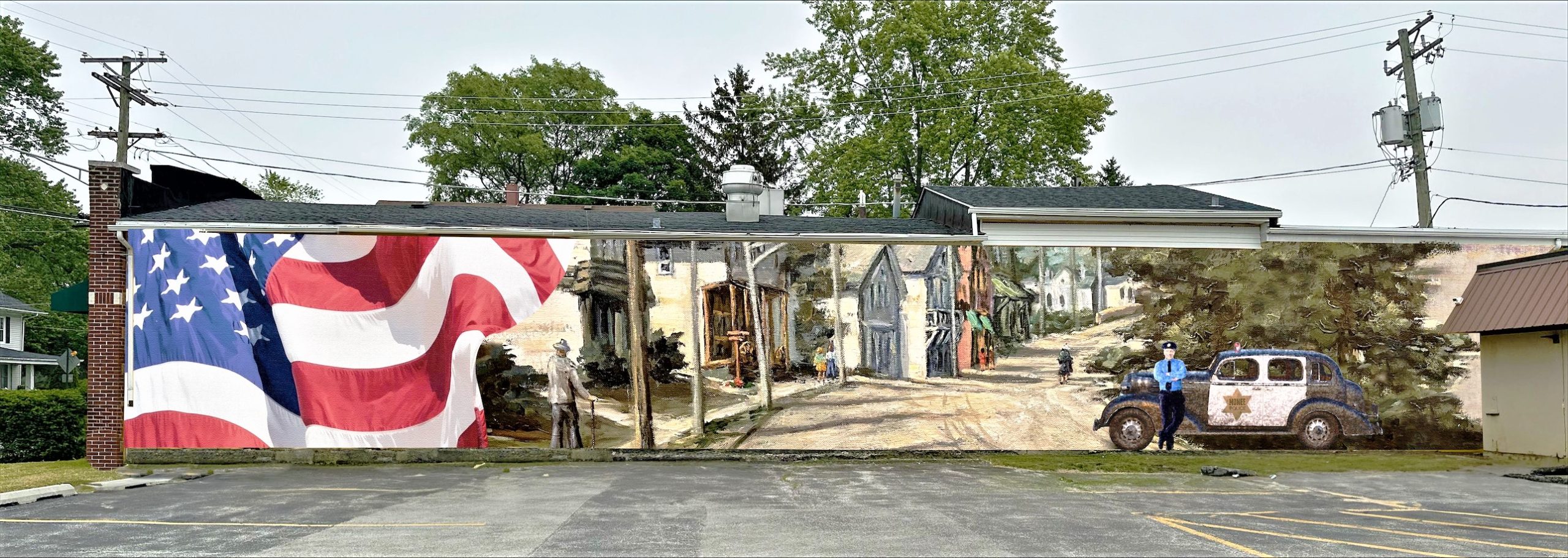 This is an example of the kind of murals the village board has decided to allow, superimposed on the west wall of the Village Inn on Main Street, adjacent to the police department. (Photo submitted)
