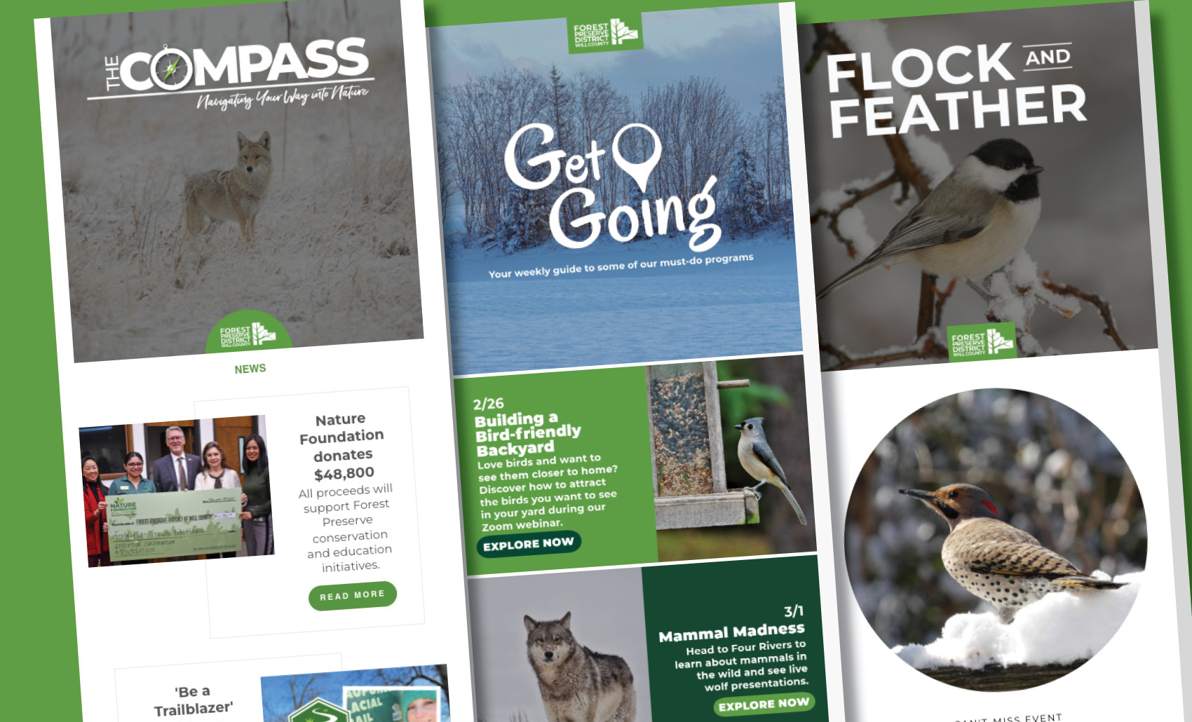 Signing up for Forest Preserve District of Will County newsletters is easier than ever. The free digital newsletters will keep you informed on Forest Preserve news, programs and events and nature happenings. (Forest Preserve illustration)