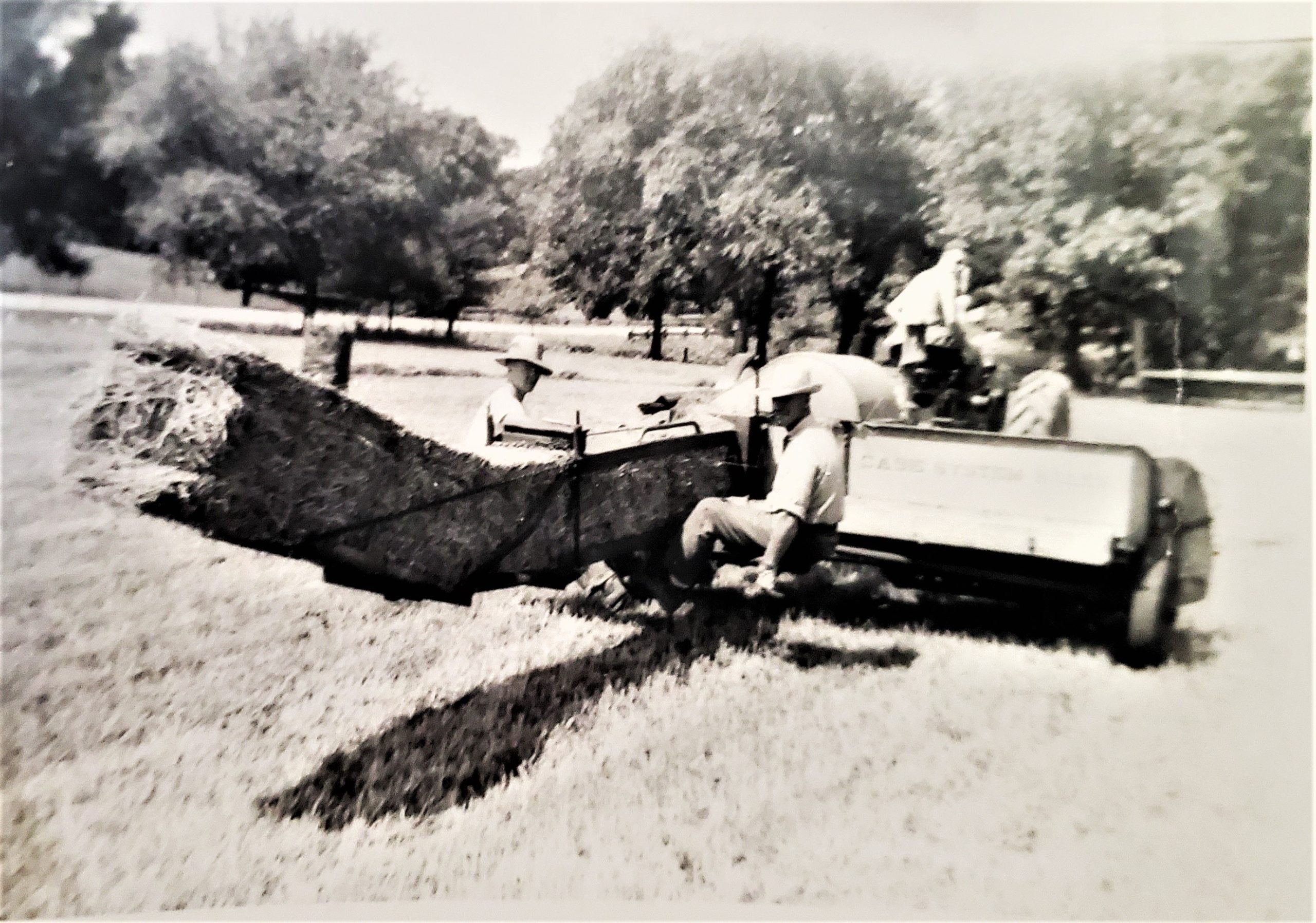 Gordon McCoy shares another picture; this time one with Tom McCoy driving the tractor, and seated on the baler, left, is Tom's brother, Bob, and their father, Edwin on the right. The farm was around 135th and New Avenue in the Lockport/Romeoville area, and the picture was taken in the late '40s or early '50s.