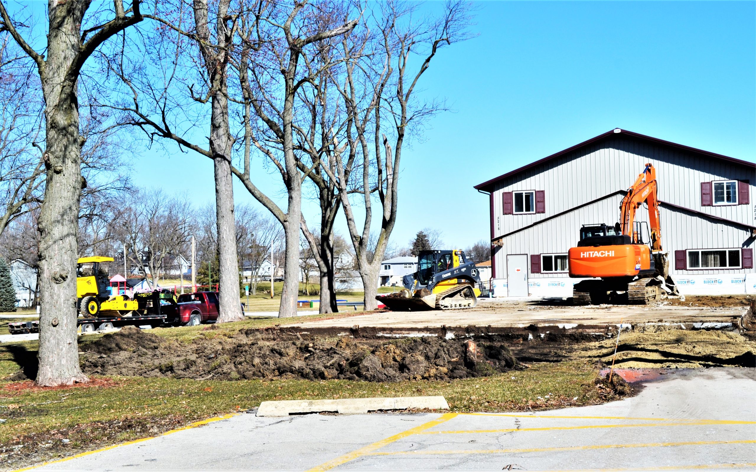 The old pavilion at Fireman's Park has been torn down to make room for a new one expected to be ready this summer. (Photo by Karen Haave)