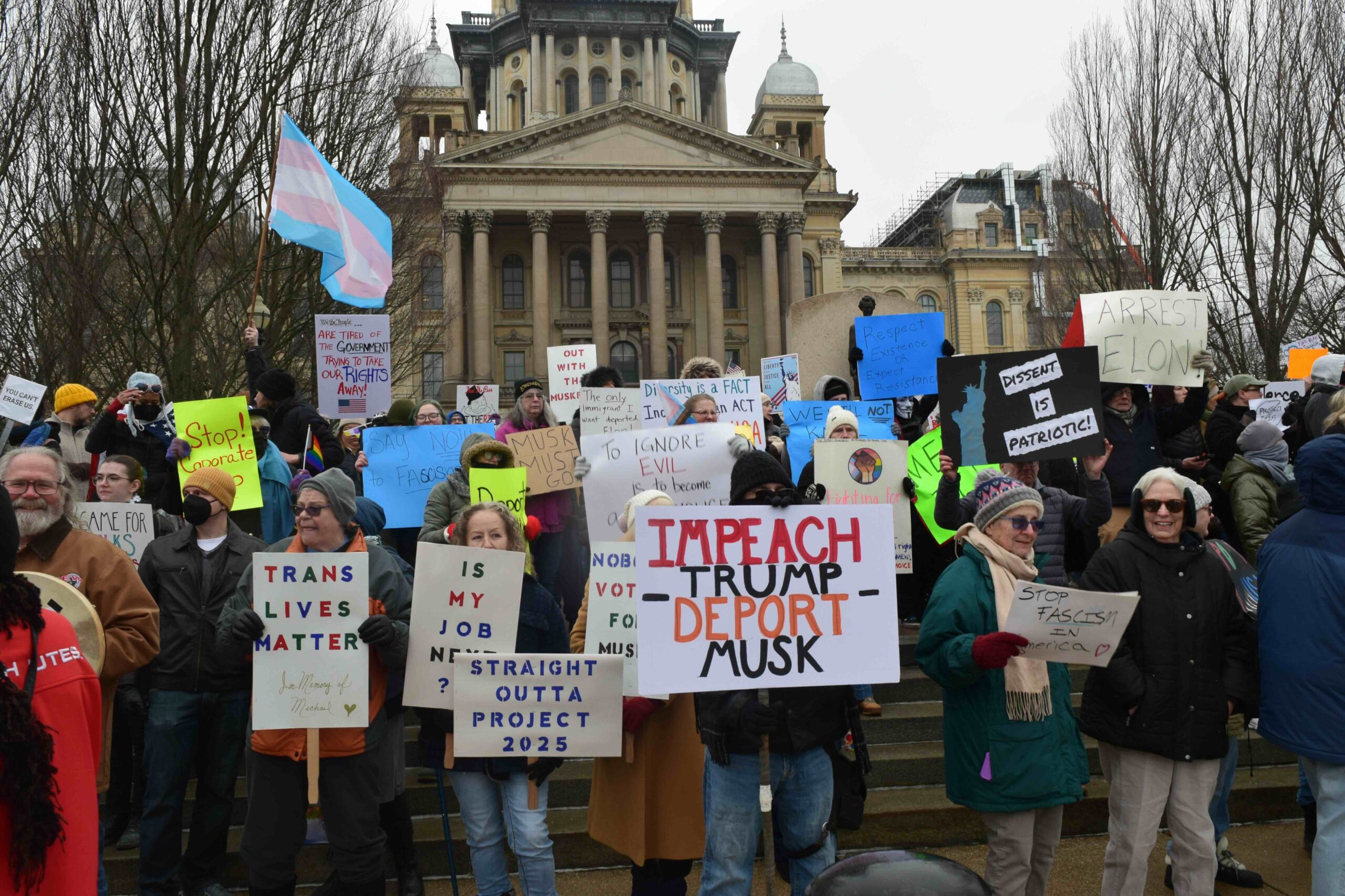 Protestors gather outside Illinois Capitol, call for Trump’s impeachment