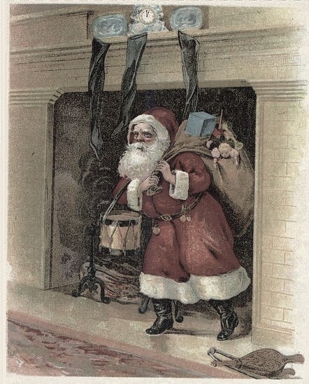 This image is in the public domain. It was used as the illustration for Clement Moore's poem, "a Visit from St. Nicholas," published in 1870, Illustrator unknown.