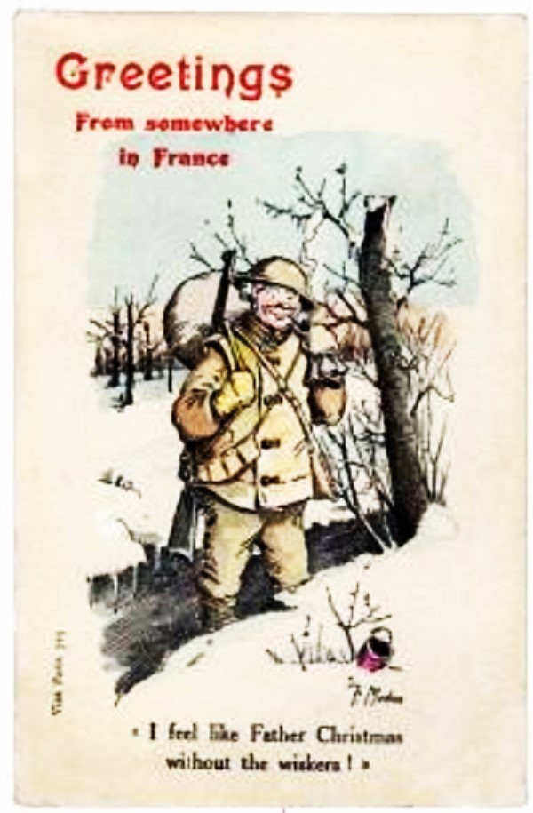 somewhere in france xmas A holiday greeting card, probably sent a month ahead, with greetings from somewhere "over there."