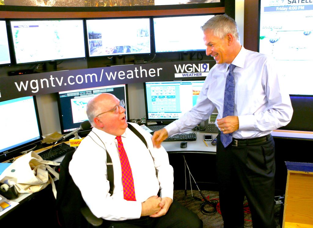 Mark Suppelsa and WGN Weatherman Tom Skilling talk before the news.