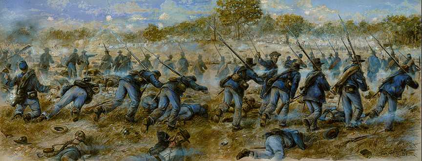 Union forces charging at Chickamauga