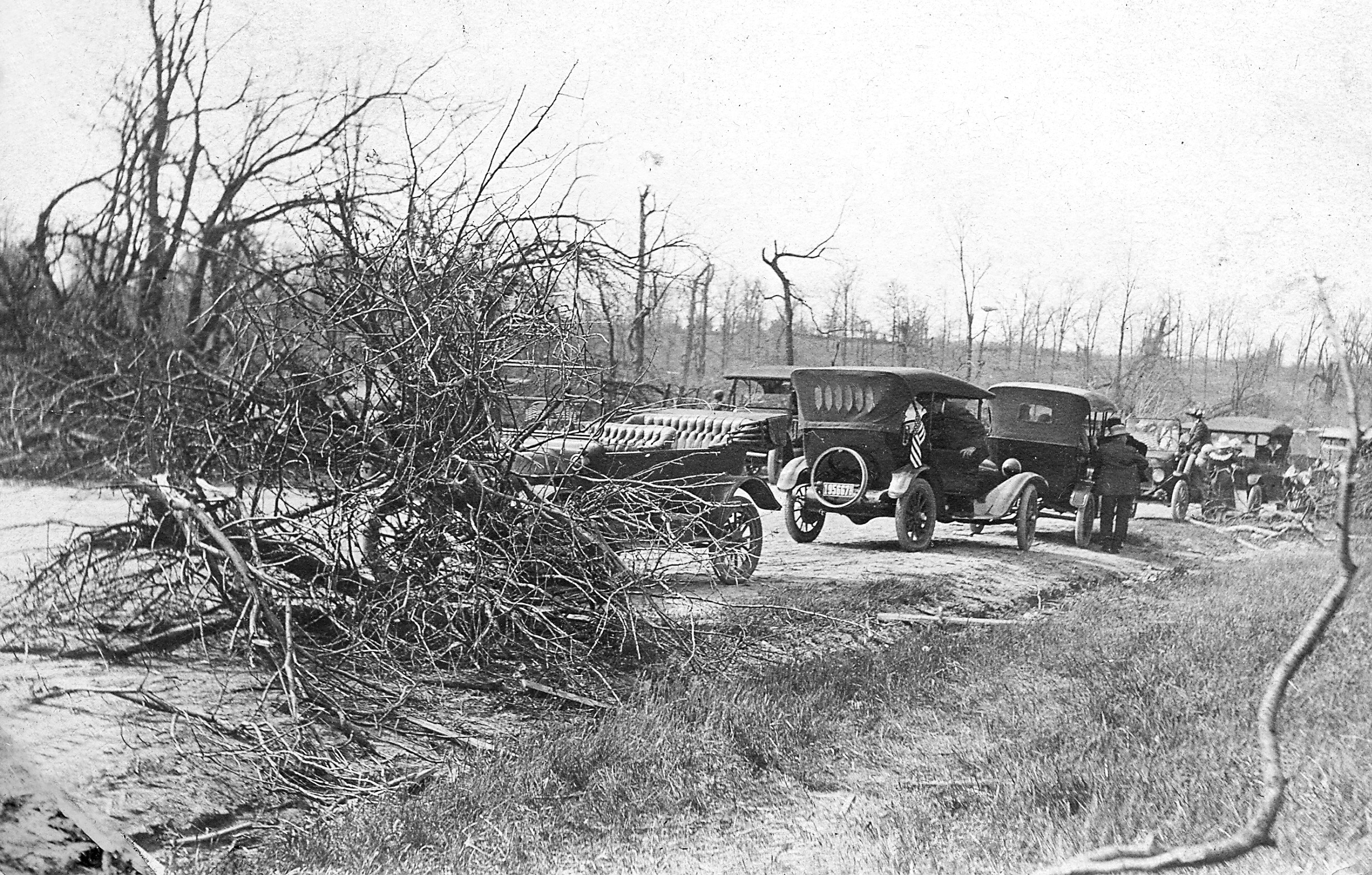 Dick Attaway shares this photo taken by his grandfather, Fred Attaway, of a traffic jam caused people assessing the damage around the Baker Farm following the 1917 "cyclone."
