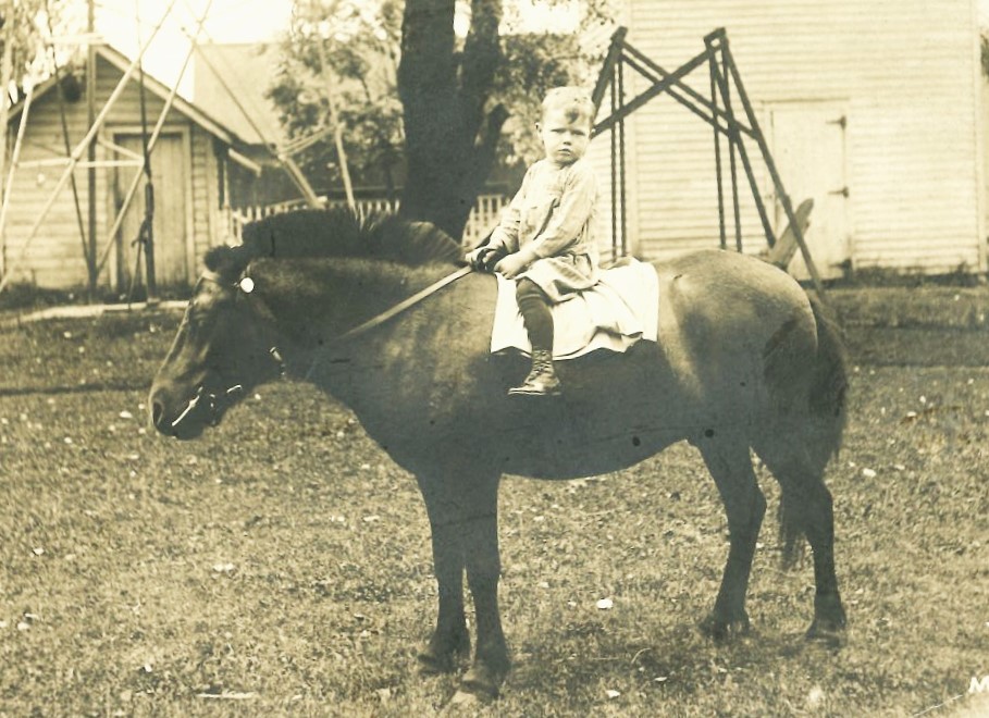 Kathy Forsythe of Manhattan shares this photo of David Forsythe riding his pony, "Dandy," on the farm around 1909. The farm was in Elwood and is now former Arsenal property.