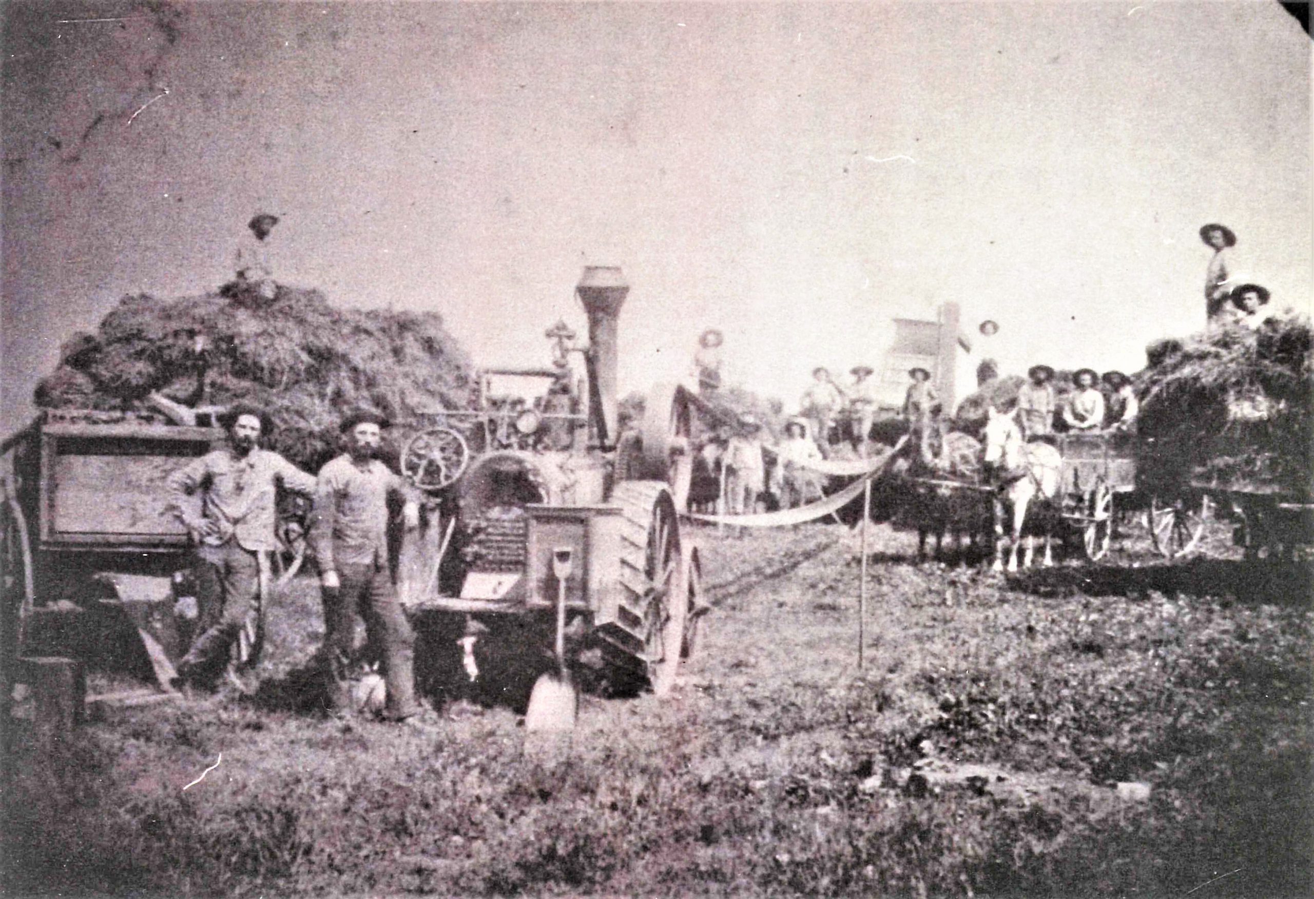 You'll hear columnist/Renaissance Man John Kiefner relating how a hay harvest can be tough, especially in the heat and without enough help. Here's a picture courtesy of our history columnist Sandy Vasko showing the fun they had in the early part of the last century on a hay harvest. 