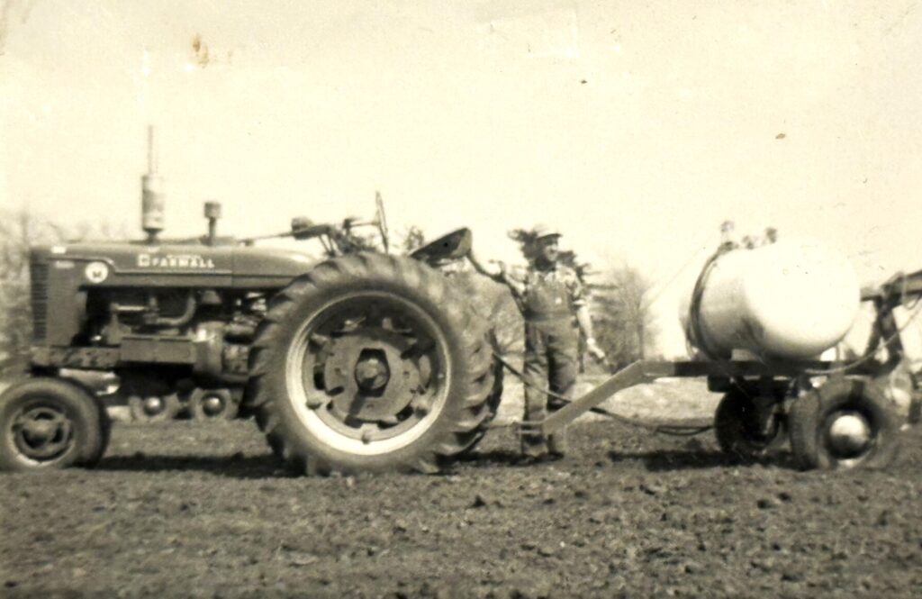 Milton Werner applying anhydrous ammonia on the Werner Farm in 1955.