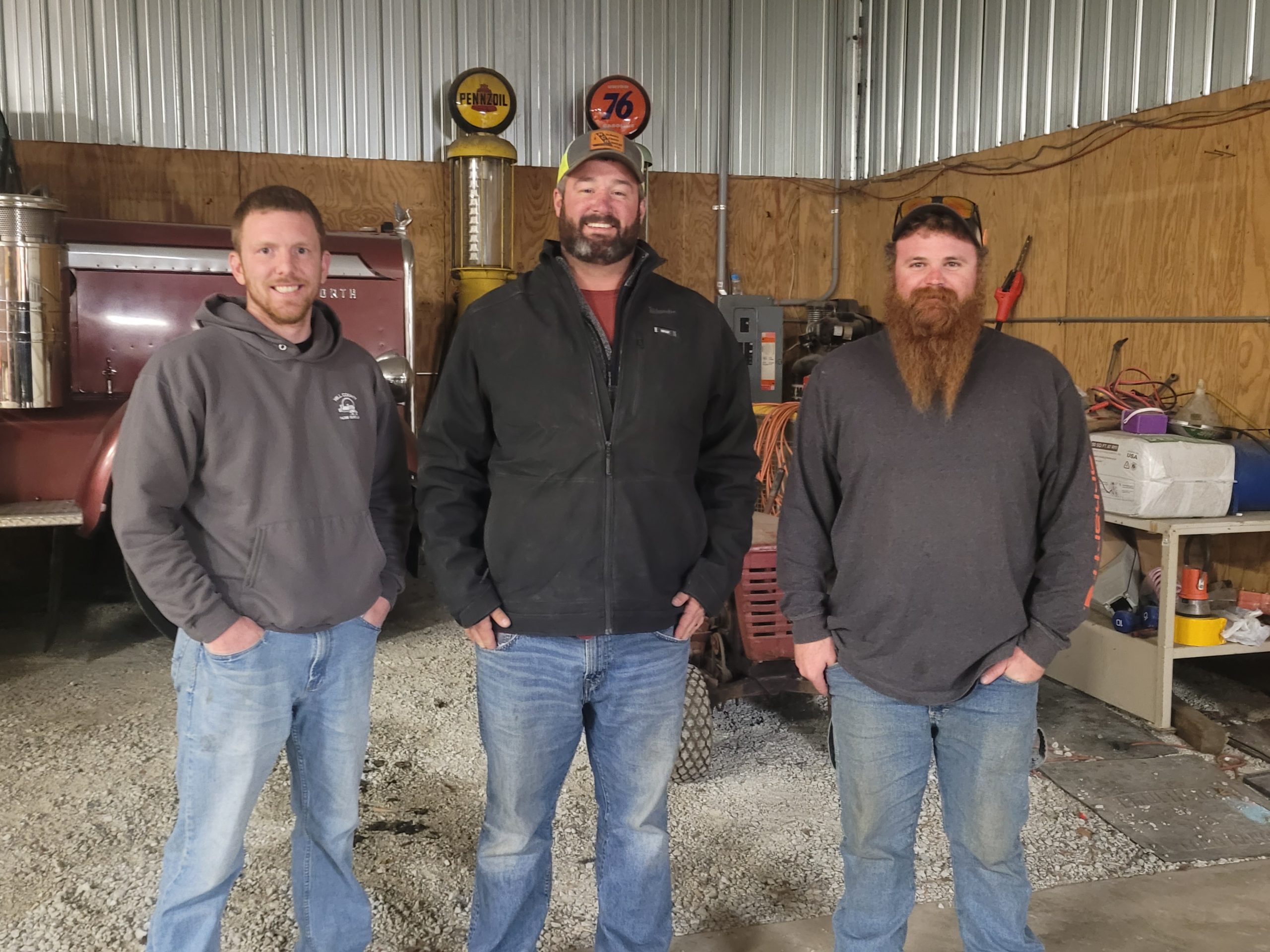 Young Farmers Committee officers for the 2024 year are, from left, Jarrad Mulderink, Secretary/Treasurer; RJ Nugent, President; and Austin Brown, Vice President.